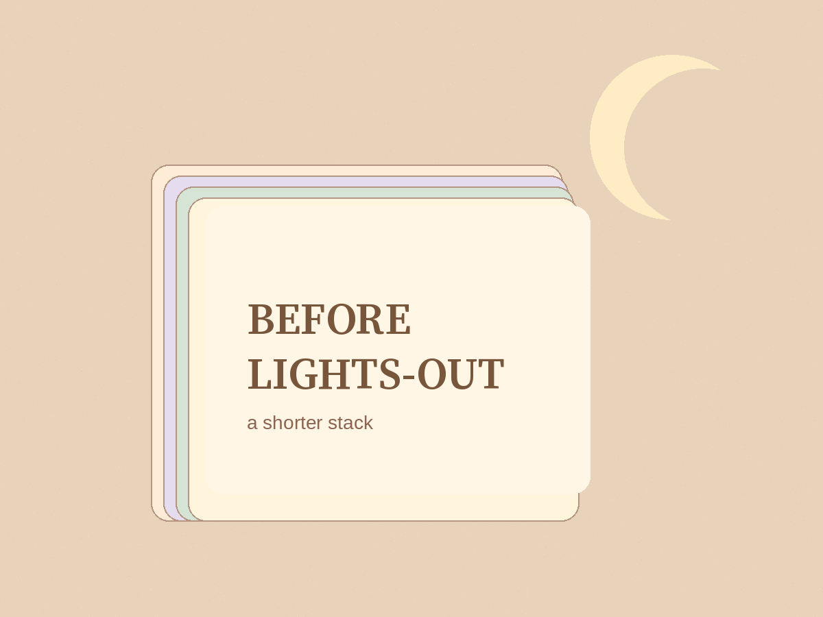 Original illustration of a shorter stack of bedtime prompt cards.